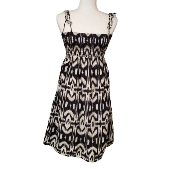 At Last Sundress Women Size Large Black Aztec Print Spaghetti Straps Dress - Picture 1 of 9
